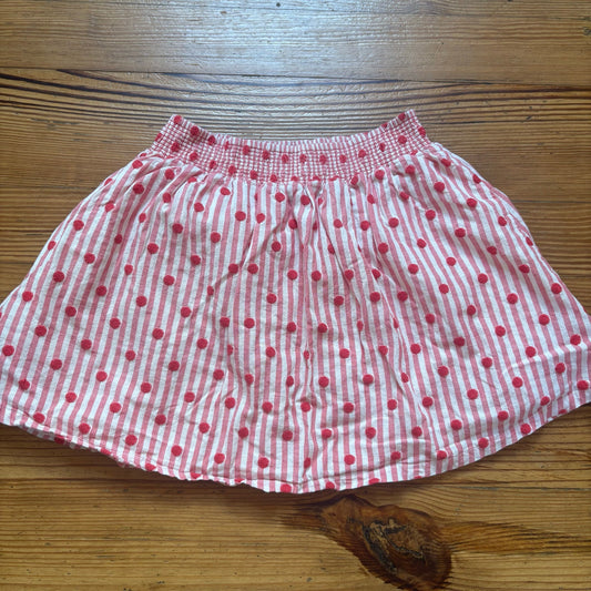 Mini Boden red white striped polka dot shorts lined girls skirt SIZE 9