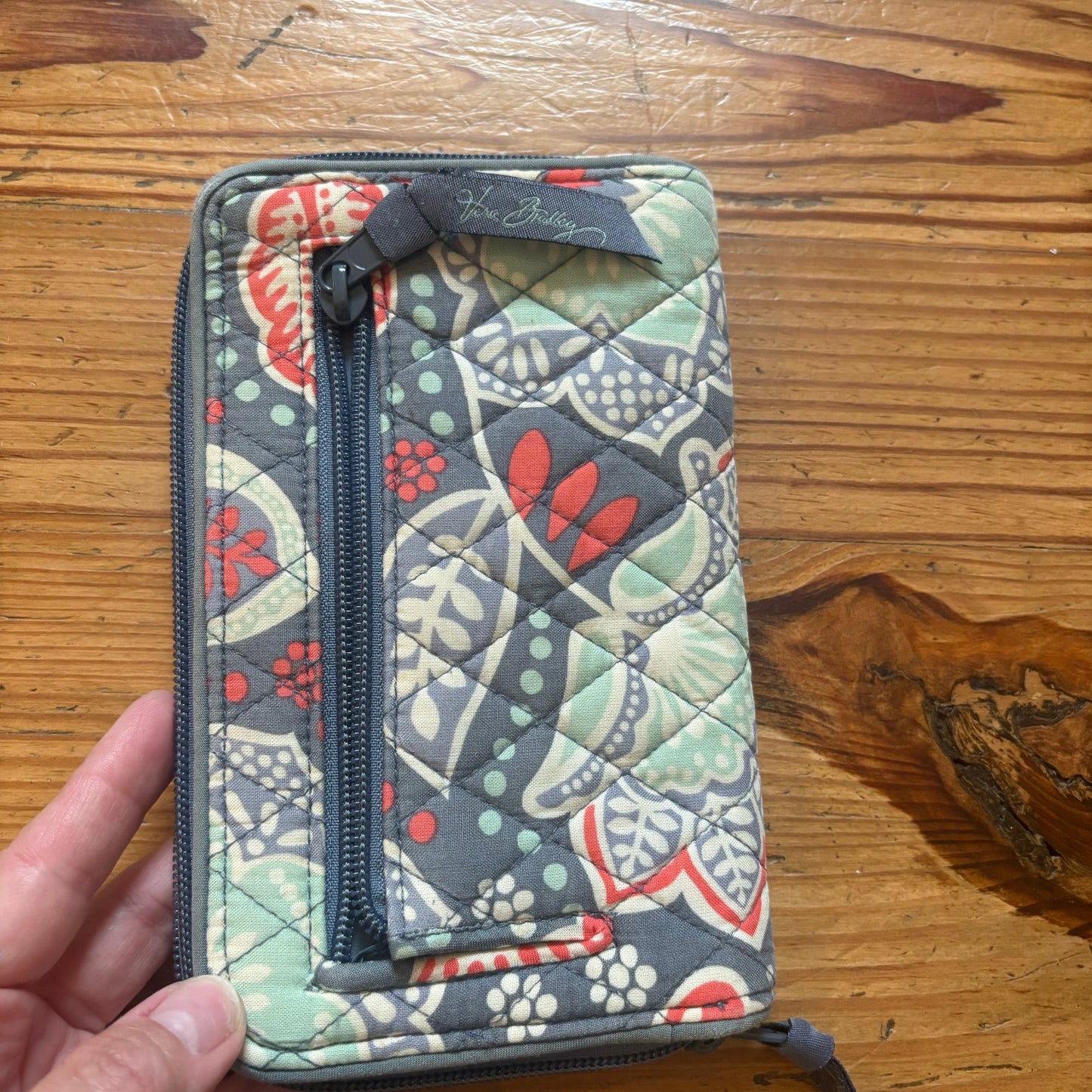 Vera Bradley gray pink floral paisley shoulder bag wallet set