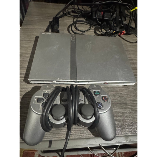 Sony PlayStation 2 PS2 Satin Silver Slim Special Edition W Controller And Cords