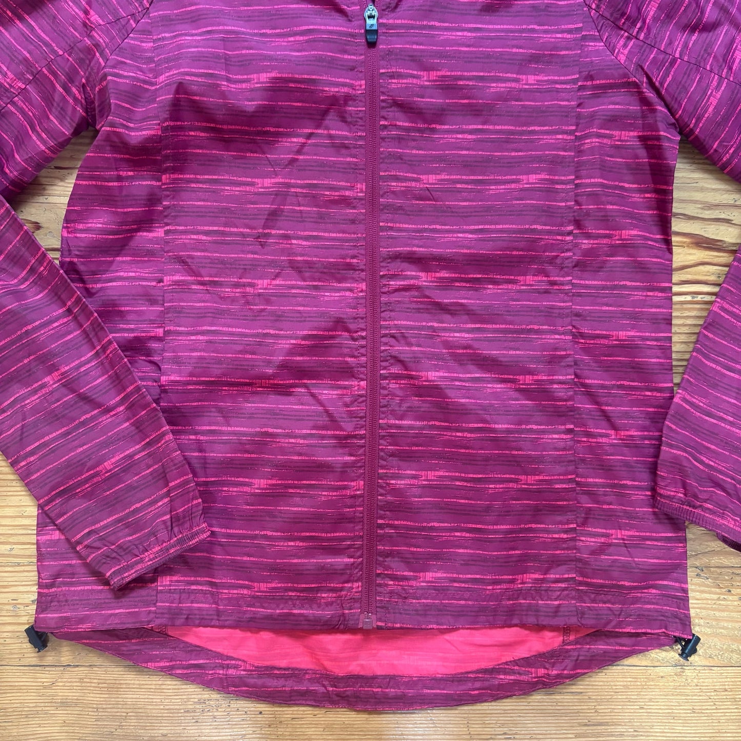 Asics pink hooded full zip womens athletic windbreaker jacket SIZE M