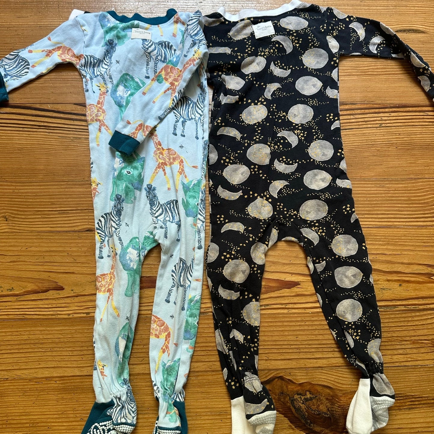 Burt's Bees full zip animal safari and celestial pajama set SIZE 18M