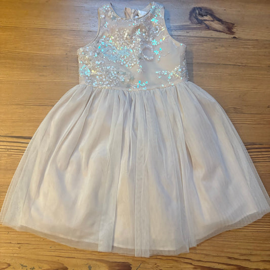 JB Kids light pink sequin tulle bottom sleeveless toddler formal dress SIZE 5