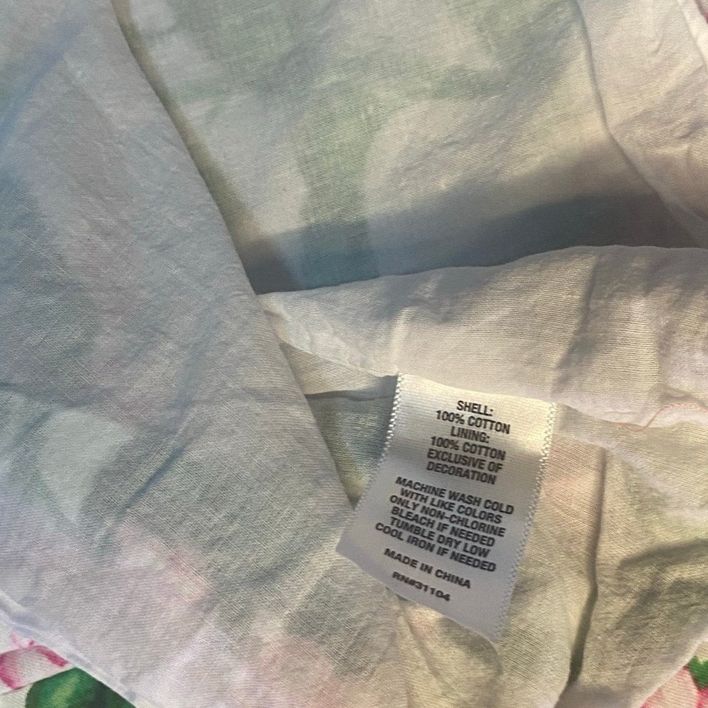 Crown & Ivy white pink floral pompom sleeveless girls dress SIZE 10