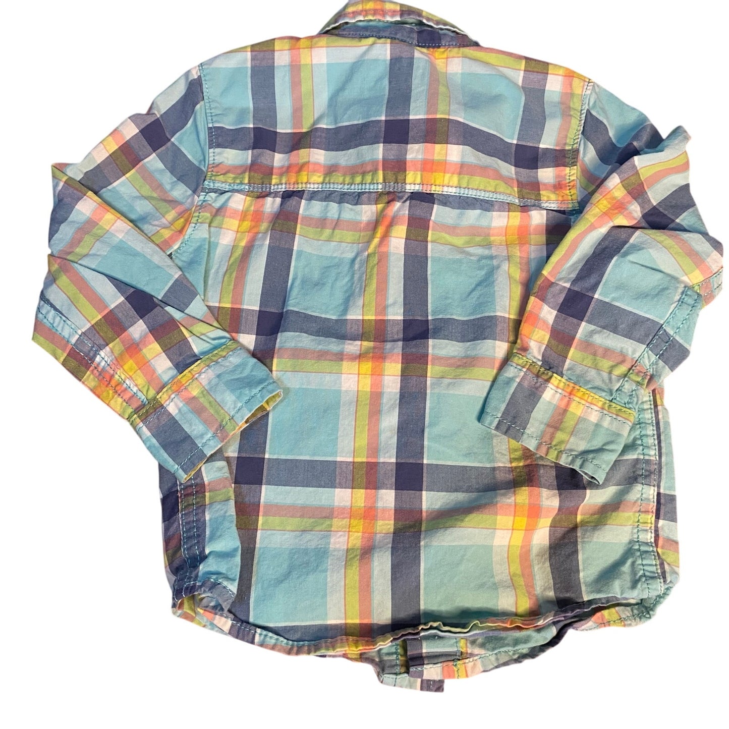 OshKosh B'gosh blue pastel plaid long sleeve button up shirt SIZE 2T