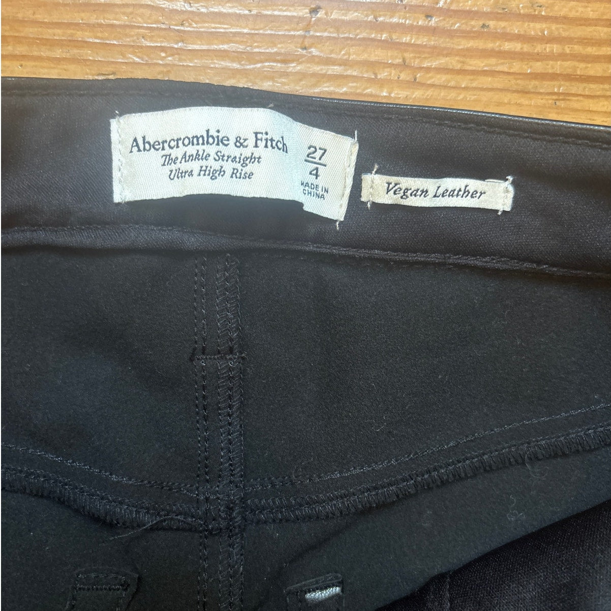 Abercrombie & Fitch black faux leather high rise straight leg pants SIZE 4