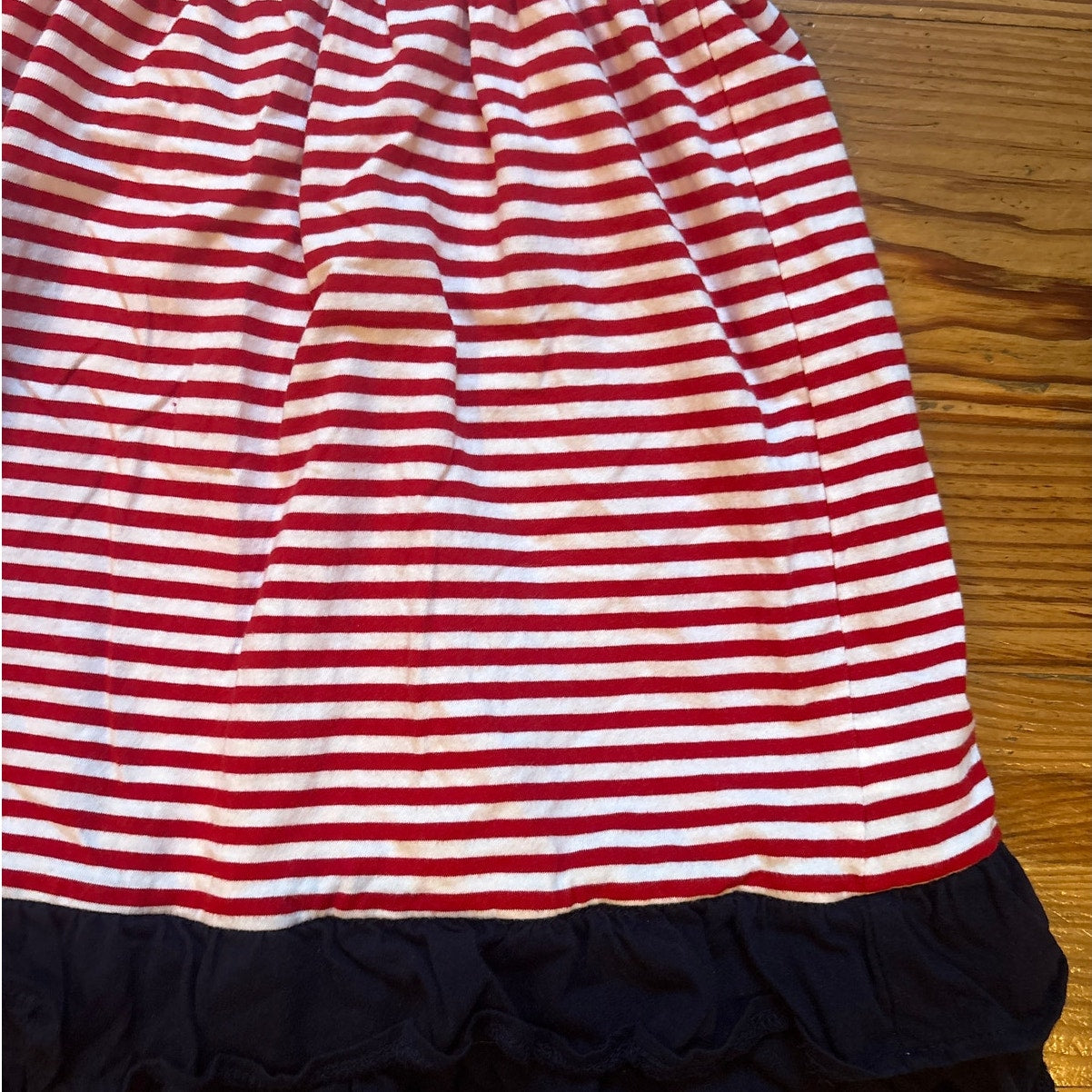 OshKosh B'gosh red white striped blue ruffle tank dress SIZE 3T