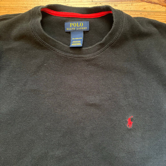 Polo Ralph Lauren black waffle knit short sleeve red pony shirt SIZE 2XL