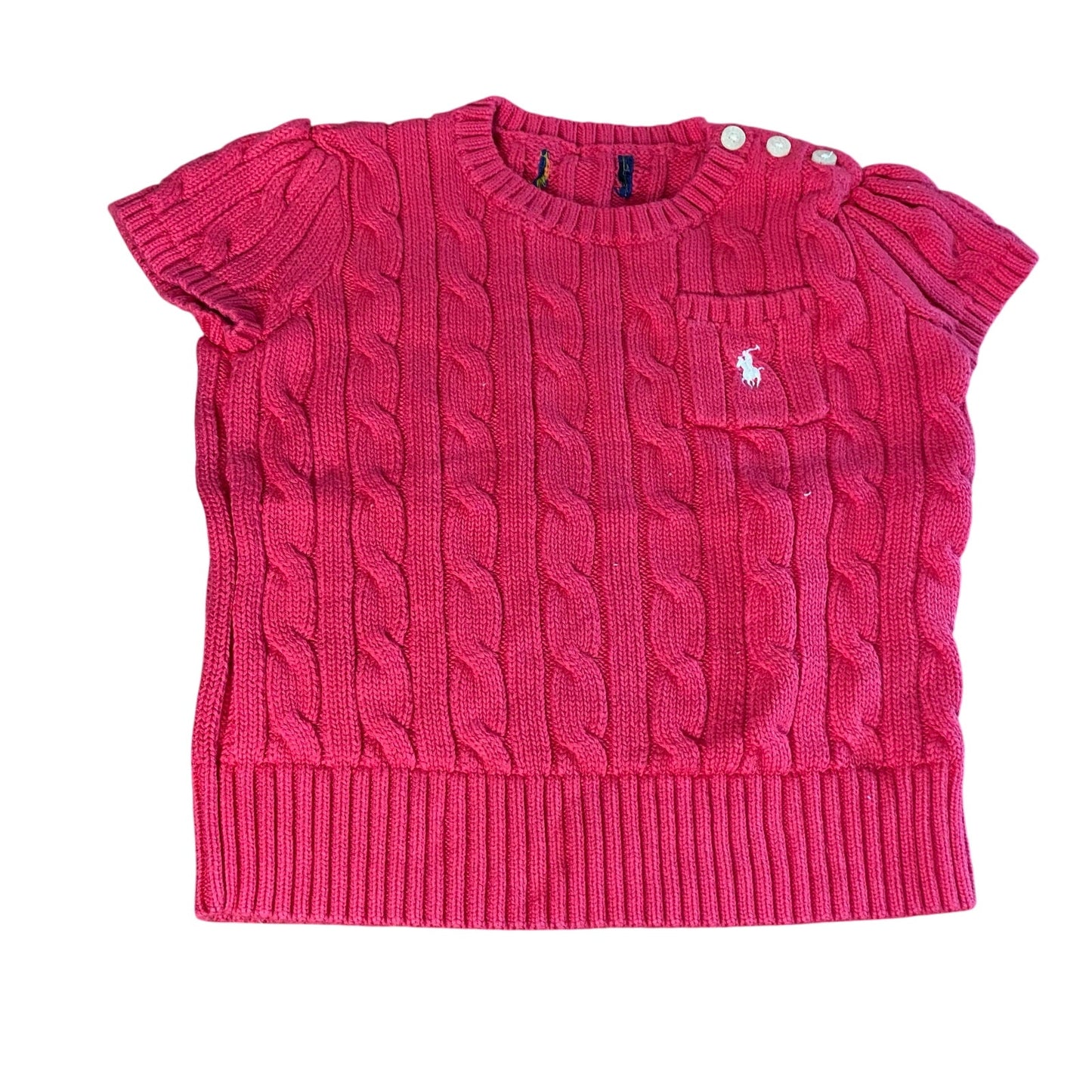 Polo Ralph Lauren pink cable knit short sleeve sweater SIZE 18M