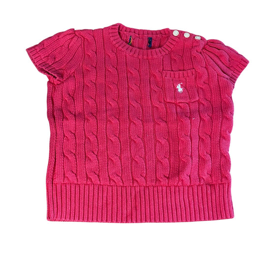 Polo Ralph Lauren pink cable knit short sleeve sweater SIZE 18M