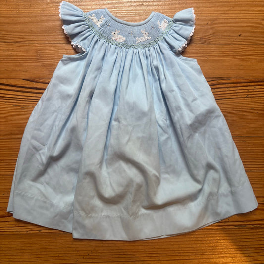 The Bailey Boys light blue bunny smocked short sleeve baby dress SIZE 18M