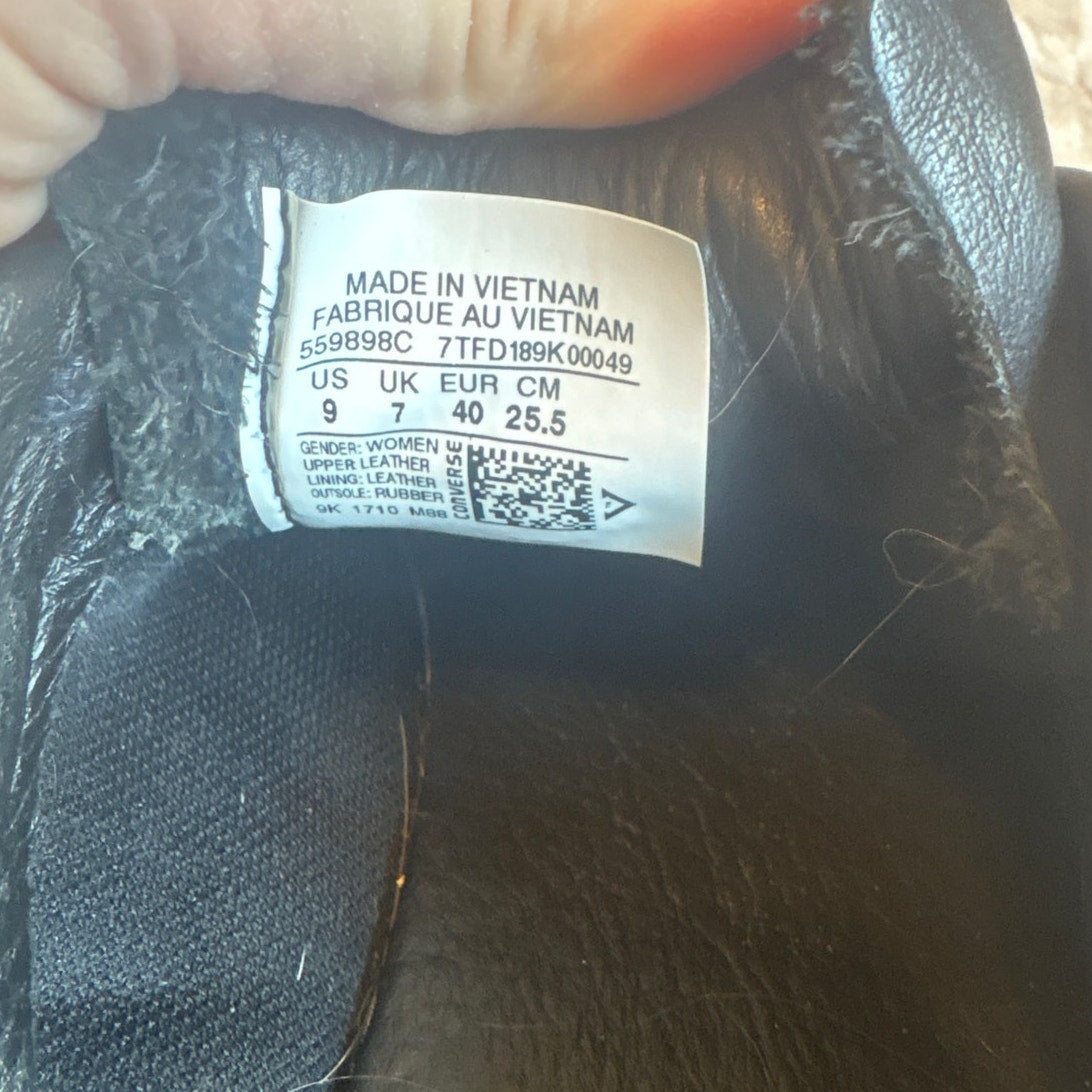 Converse All Star black leather platform low top lace sneakers SIZE 9