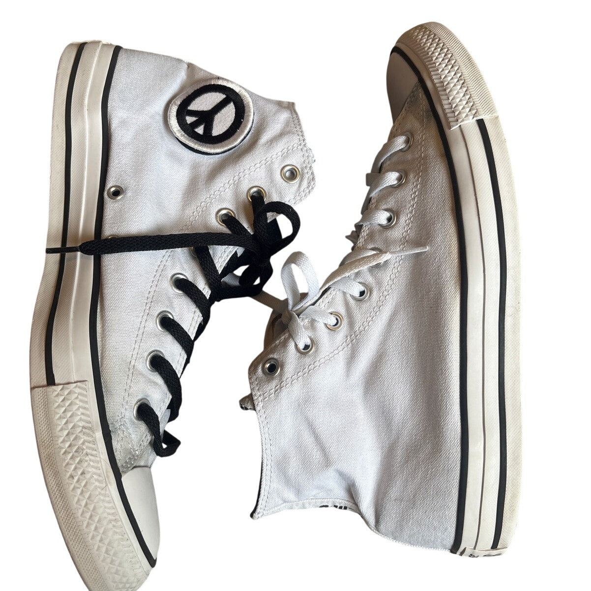 Converse All Star Seek Peace white black high top unisex sneakers SIZE M12 W14