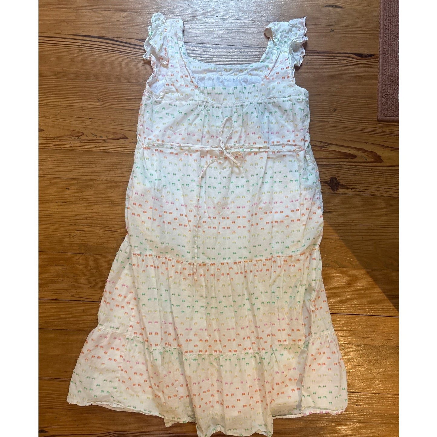 Draper James white colorful polka dot tiered ruffle sleeve midi dress SIZE XL