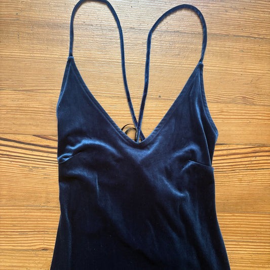 Forever 21 dark blue velvet low back bodycon maxi dress SIZE M