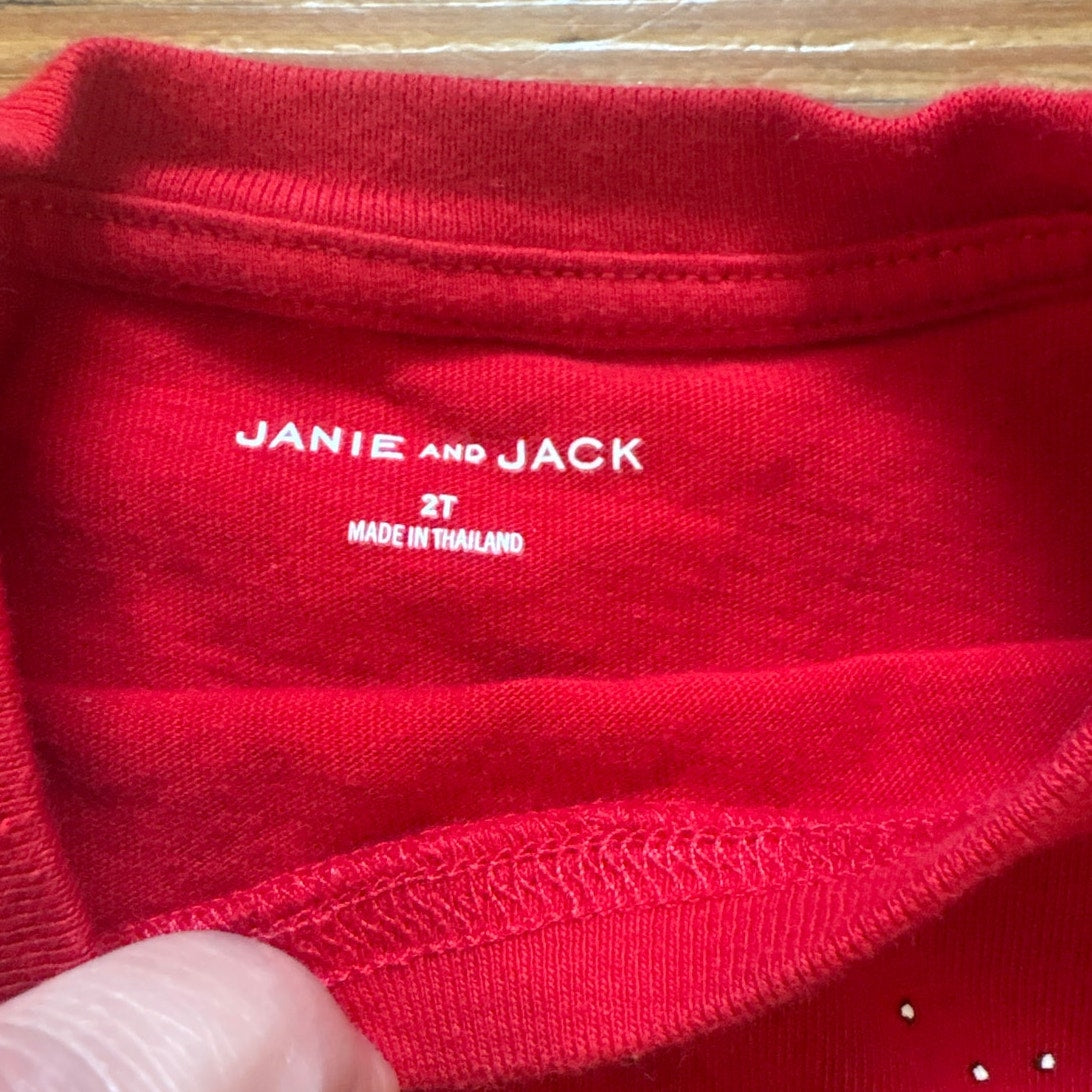 Janie and Jack red Peanuts Christmas holiday long sleeve shirt SIZE 2T