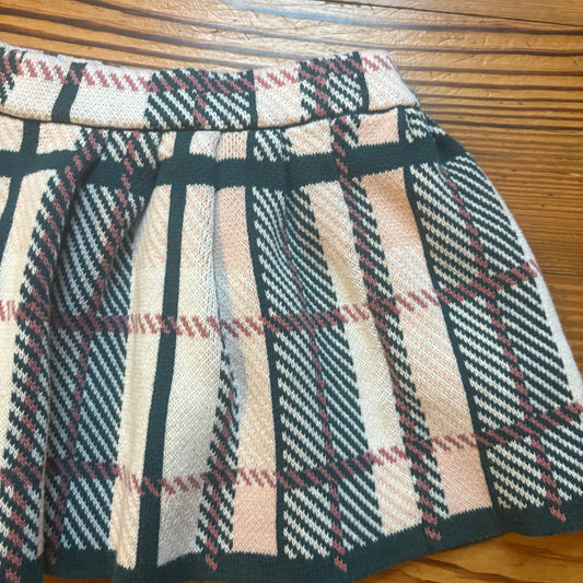 Pink Teal plaid cotton elastic waistband flare toddler skirt SIZE 2T