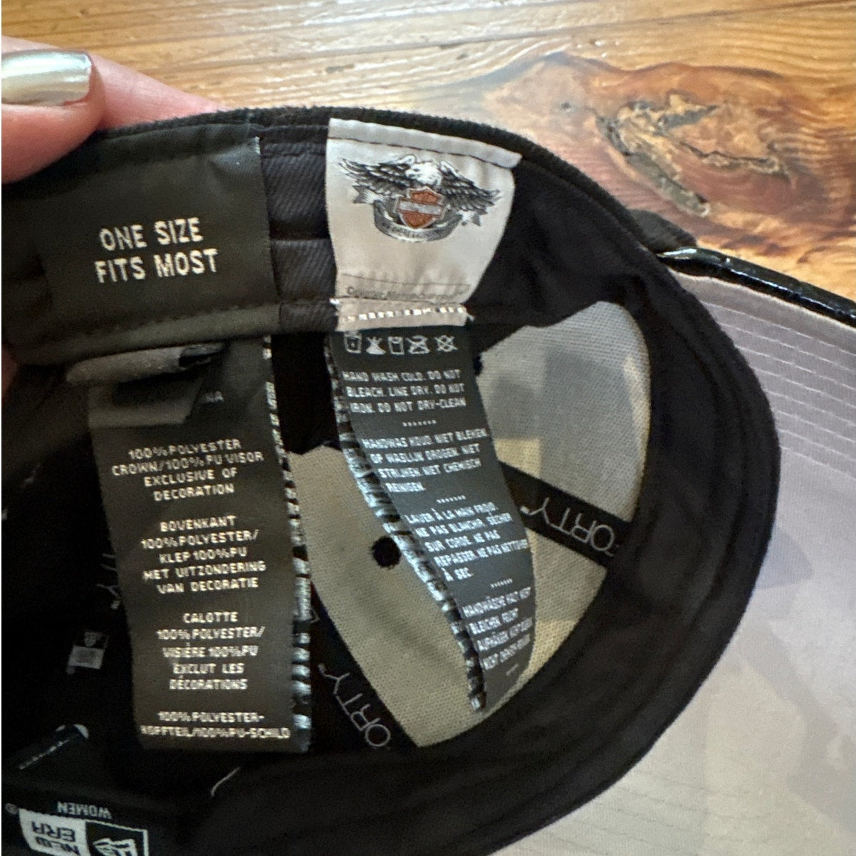 Harley Davidson black faux snake large logo adjustable velkro back baseball hat