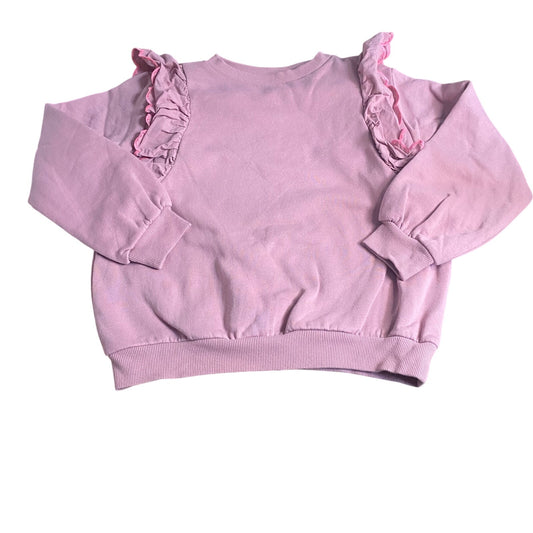 H&M pink ruffle shoulder pullover crew girls sweatshirt SIZE 8