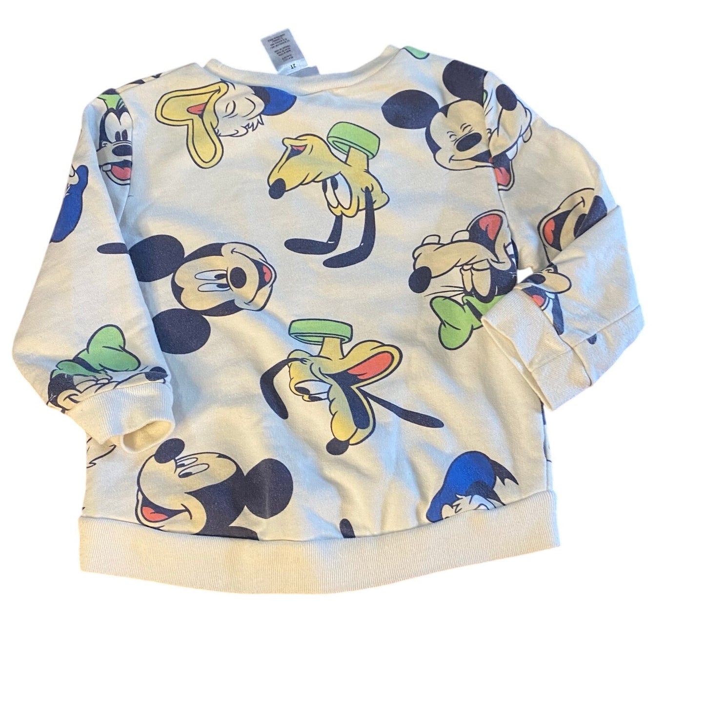 Disney Mickey Mouse Goofy Donald Duck white pullover crew sweatshirt SIZE 2T
