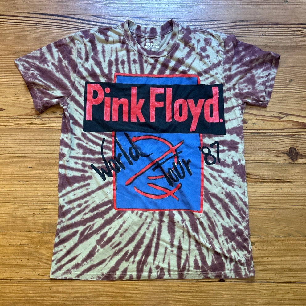 Pink Floyd 87' World Tour replica brown tie dyed short sleeve shirt SIZE L