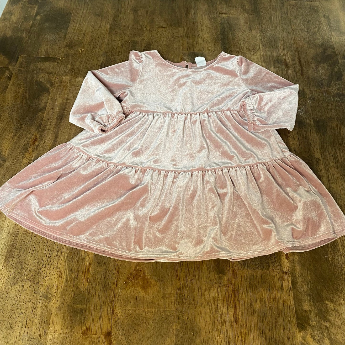 Gap blush pink velvet long sleeve holiday tiered toddler dress SIZE 3