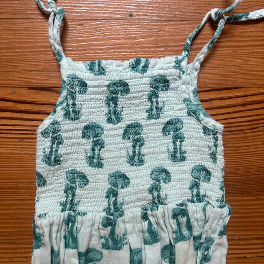 Kate Quinn Organics teal blue mushroom smocked bodysuit SIZE 3T