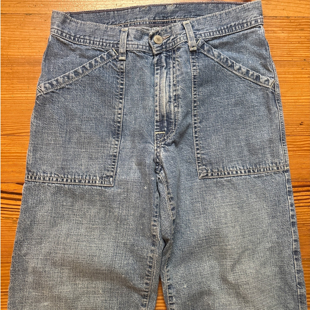 Y2K Lucky Brand Dungarees light wash straight leg cargo denim jeans SIZE 6