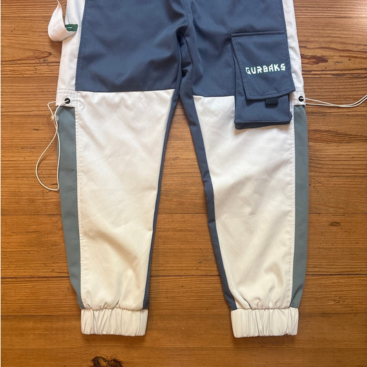 Gurbaks gray ivory color block cargo sweatpants SIZE S