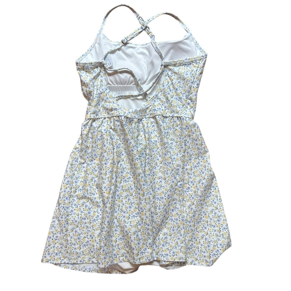 Gilly Hicks white blue yellow floral shorts lined tennis active dress SIZE M