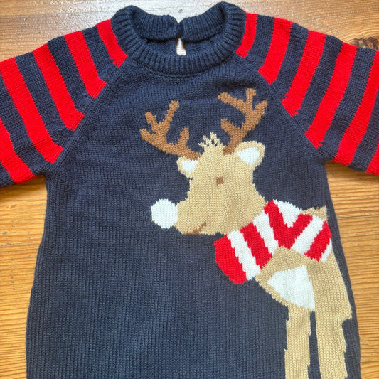Janie and Jack knit Christmas reindeer long sleeve pant pajamas SIZE 24M