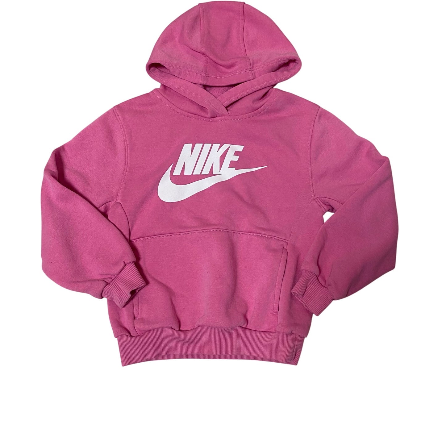 Nike pink white logo hooded girls sweatshirt SIZE 6