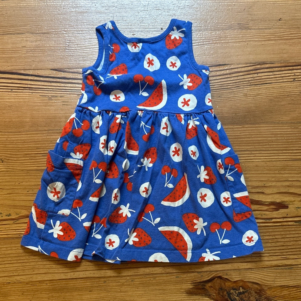 Hanna Andersson blue red strawberry blueberry fruit tank toddler dress SIZE 4