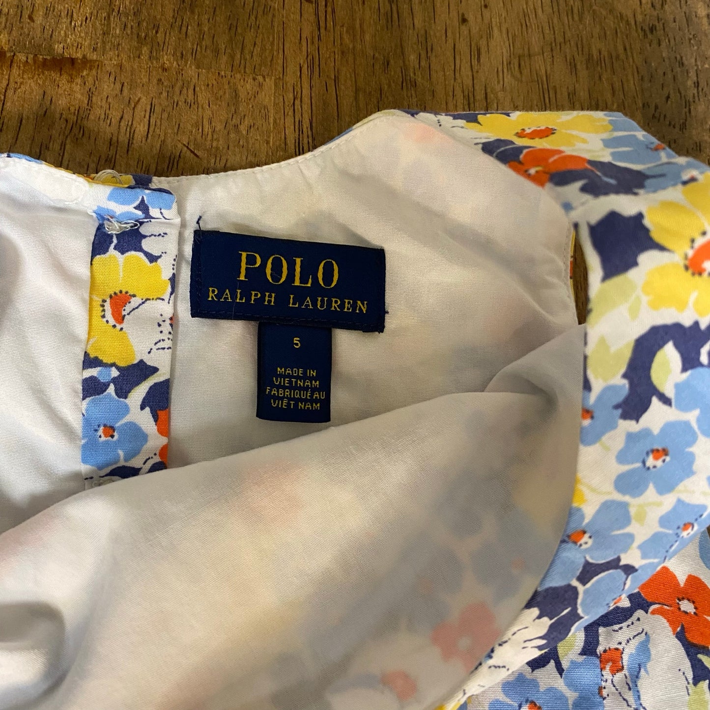 Polo Ralph Lauren blue yellow floral tank fit flare dress SIZE 5