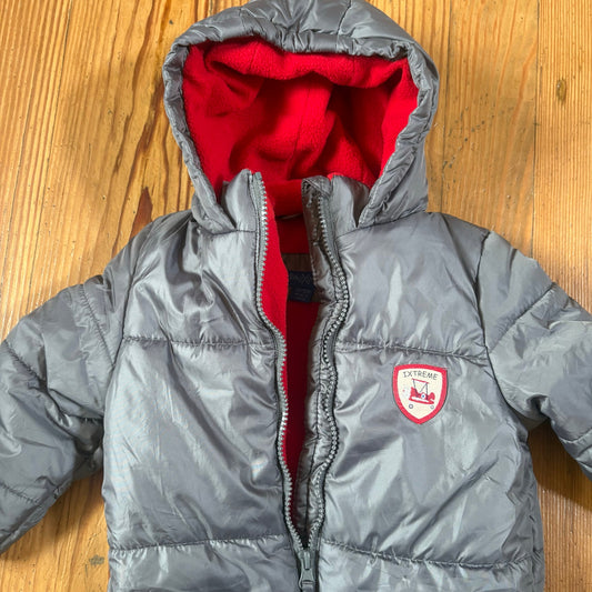Xtreme gray red fleece lined full zip baby snow suit SIZE 12-18M