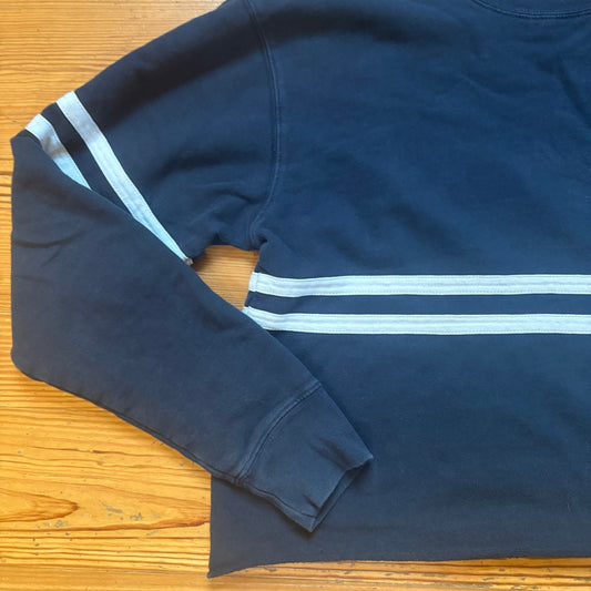 John Galt dark navy blue white striped crew cropped sweatshirt SIZE OS