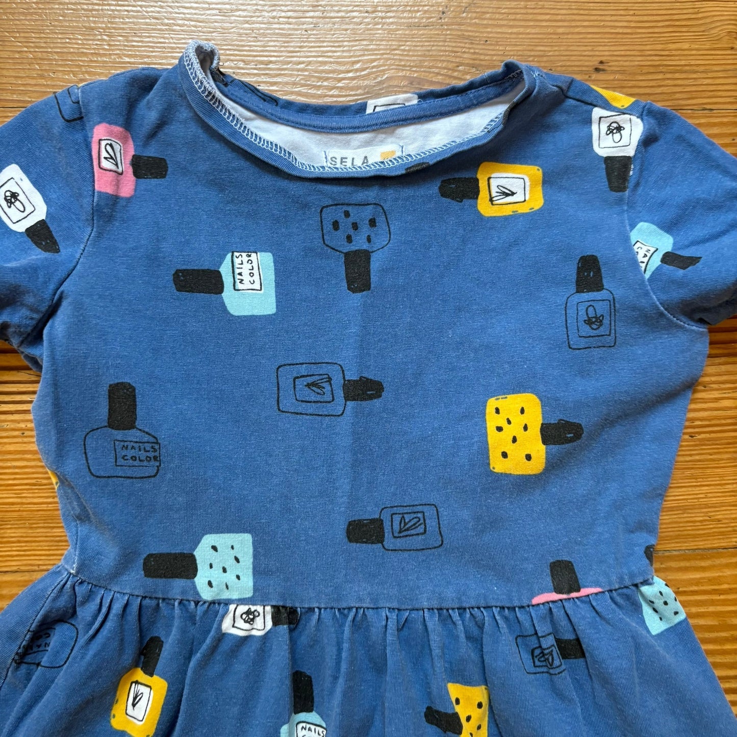Sela blue nail polish makeup short sleeve girls dress SIZE 6