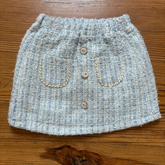 NWT Shein light blue white tweed elastic waistband toddler skirt SIZE 2-3