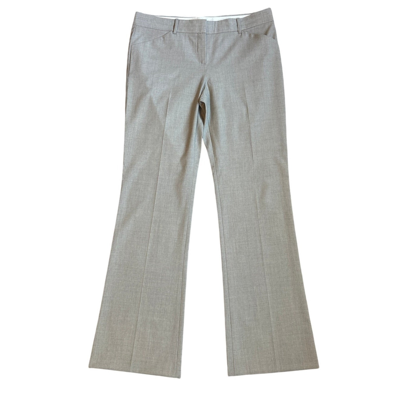 Theory beige wool straight leg mid rise trouser pants SIZE 12