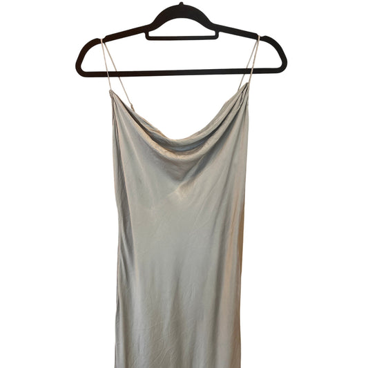 Victoria's Secret silver slip cowl neck open back high slit slip dress SIZE M