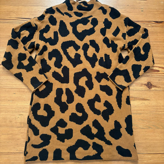 NWT Love Trend brown black cheetah print long sleeve sweater mini dress SIZE L