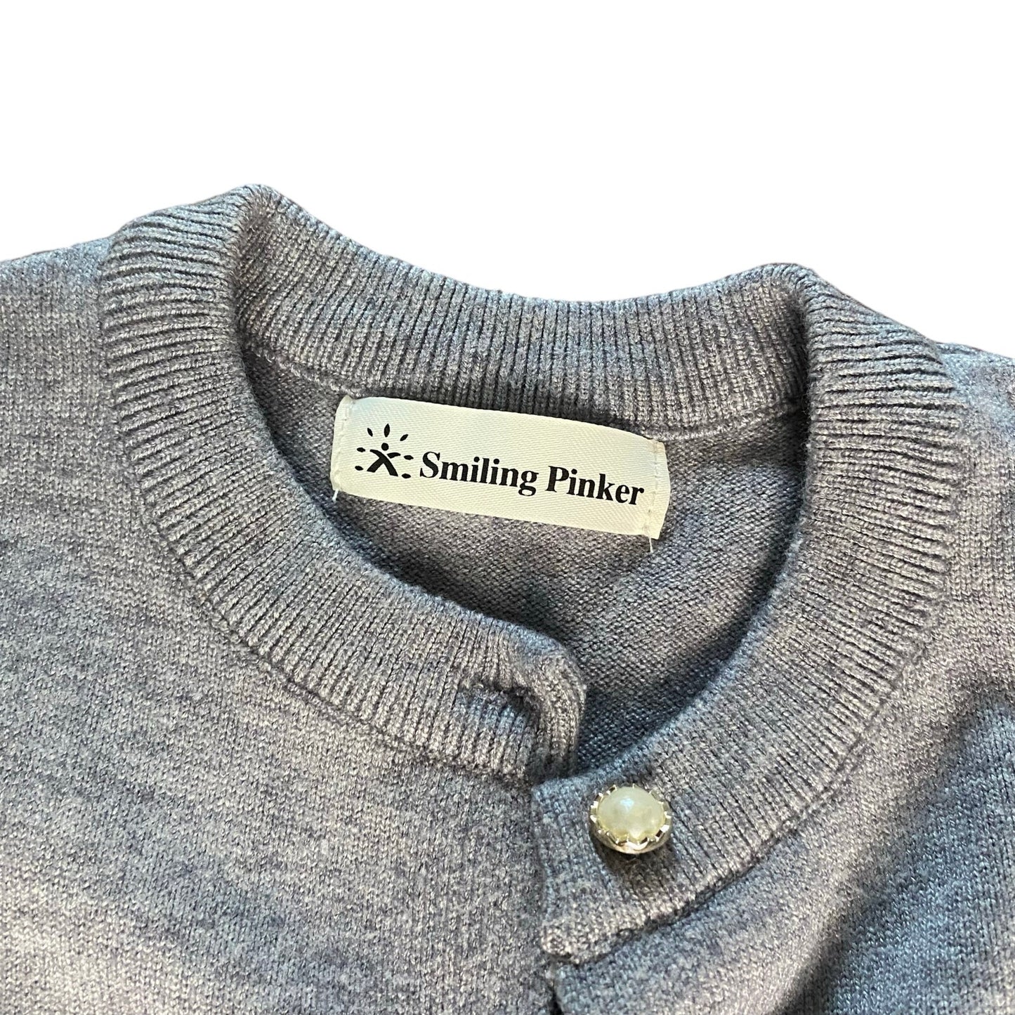 Smiling Pinker heather gray pearl button cardigan sweater SIZE 9