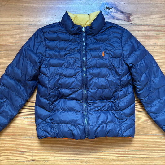 Polo Ralph Lauren reversible navy orange full zip puffer coat SIZE 6
