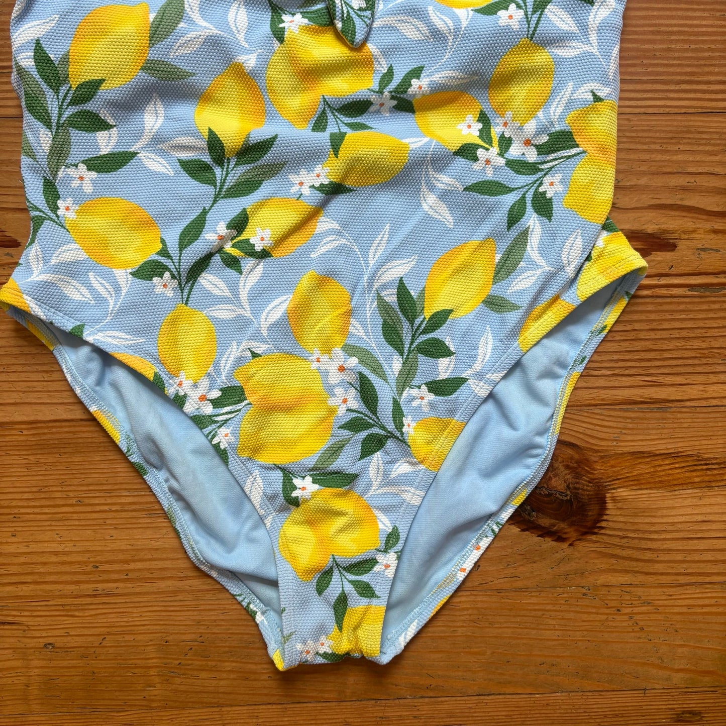 NWT Light blue yellow lemon cheeky one piece swimsuit SIZE XL/XXL