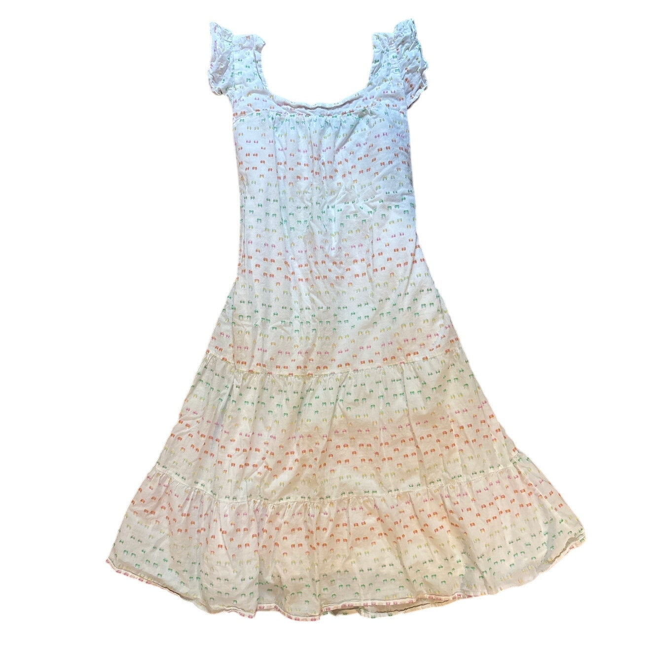 Draper James white colorful polka dot tiered ruffle sleeve midi dress SIZE XL