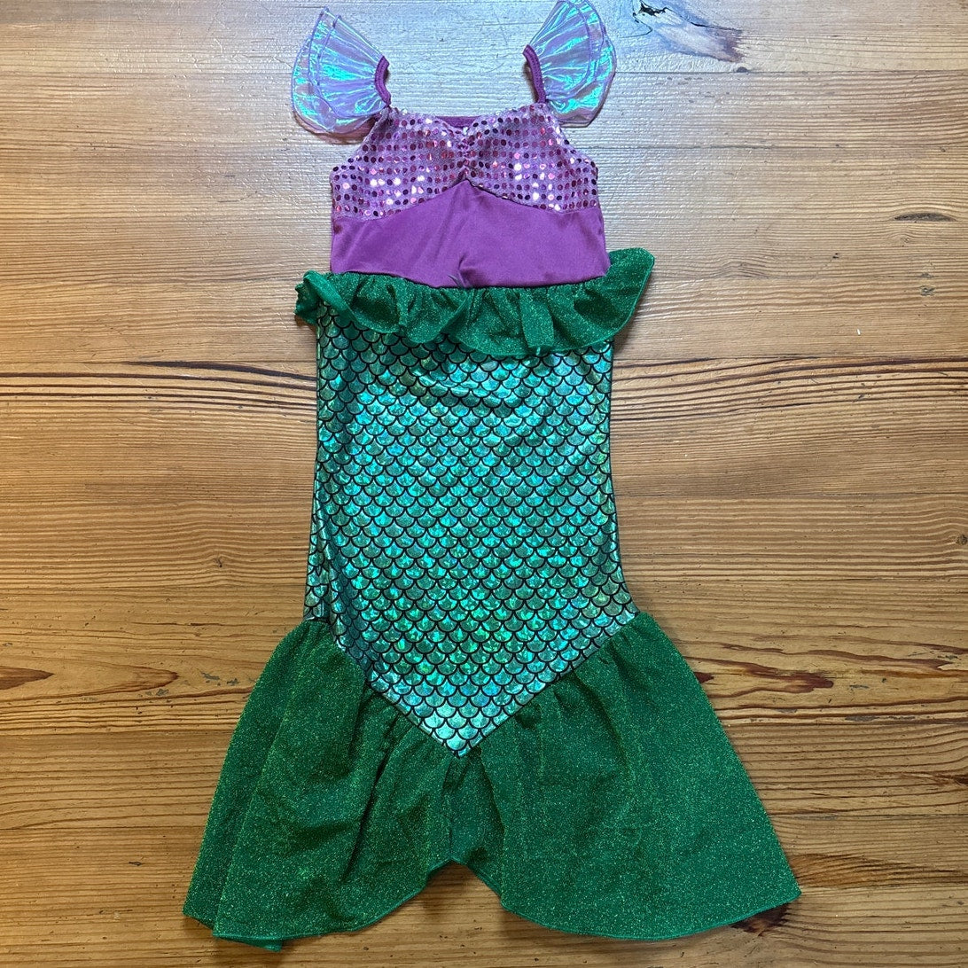 Purple sequin green scale mermaid toddler tank costume dress SIZE 6-7
