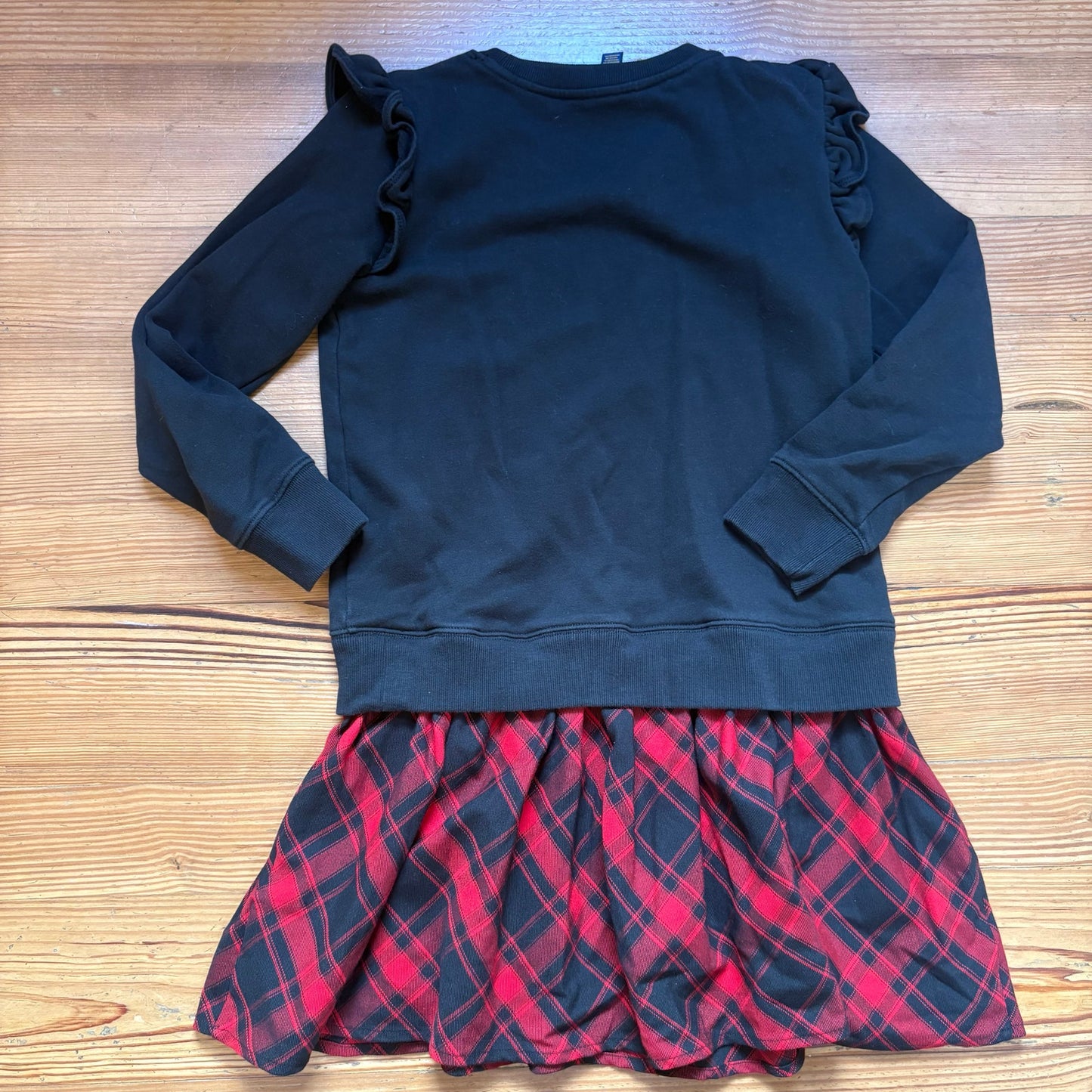 Polo Ralph Lauren black red checkered long sleeve sweater dress SIZE 12