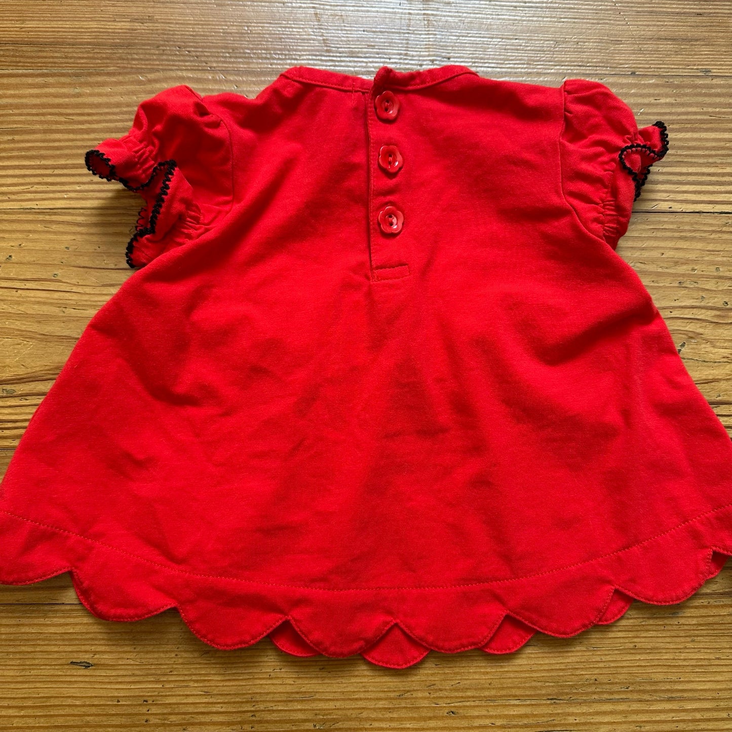 Ishtex red Georgia Bulldogs short sleeve scallop bottom top SIZE 12M