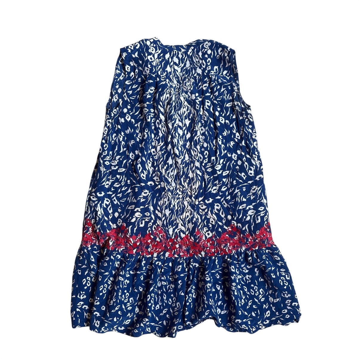 Saloni blue pattern silk drop waist sleeveless button dress SIZE L