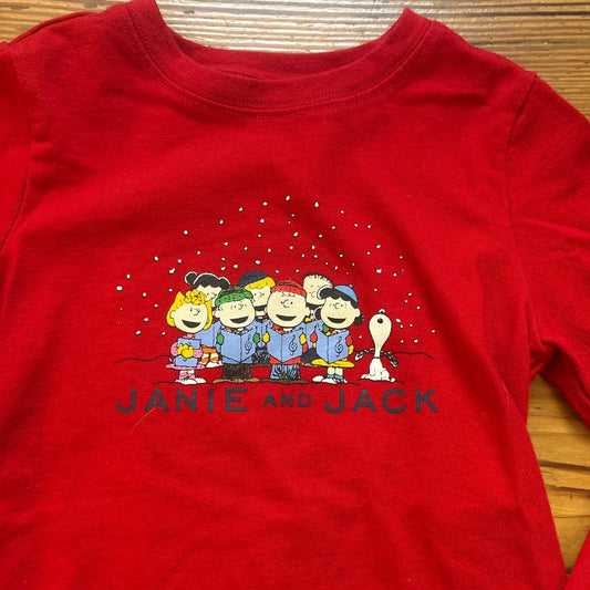 Janie and Jack red Peanuts Christmas holiday long sleeve shirt SIZE 2T