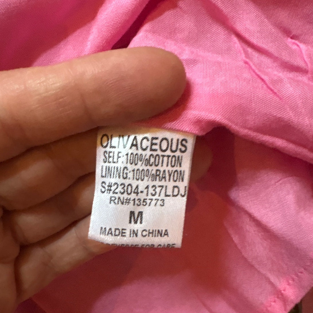 NWT Olivaceous pink floral ruffle oprn back fit flare mini dress SIZE L